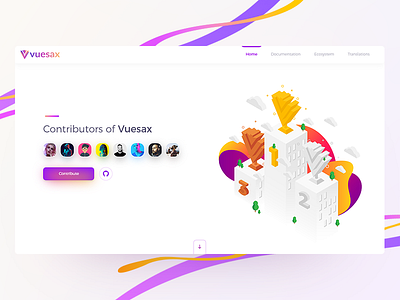 Vuesax Contributors Cup! 🏆 color design gradient illustration interface isometric landing page trending ui ux vue web