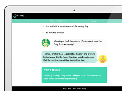 VivifyScrum EDU online scrum course, Interactive Content course game interactive ninja product quiz ui user experience ux