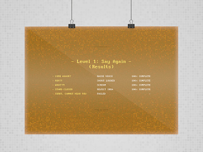 Level 1: Say Again (Game Results) | Typography Project 8bit console funny gaming graphics humour illustration level parody speak typography voice