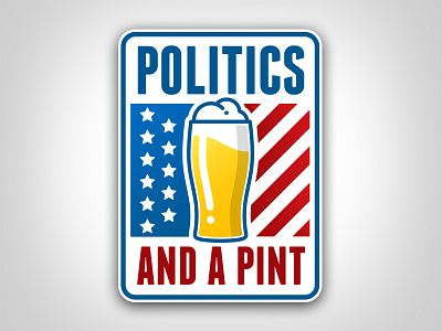 Politics And A Pint Logo america beer clean flag glass graphic icon logo pint politics stars stripes