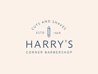 Harry's Corner Barbershop Logo barber barbershop brand haircut identity illustration logo shaves typography