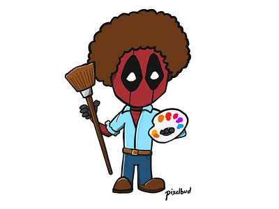 Deadpool Bob Ross bob ross deadpool deadpool2 illustration ipad pro