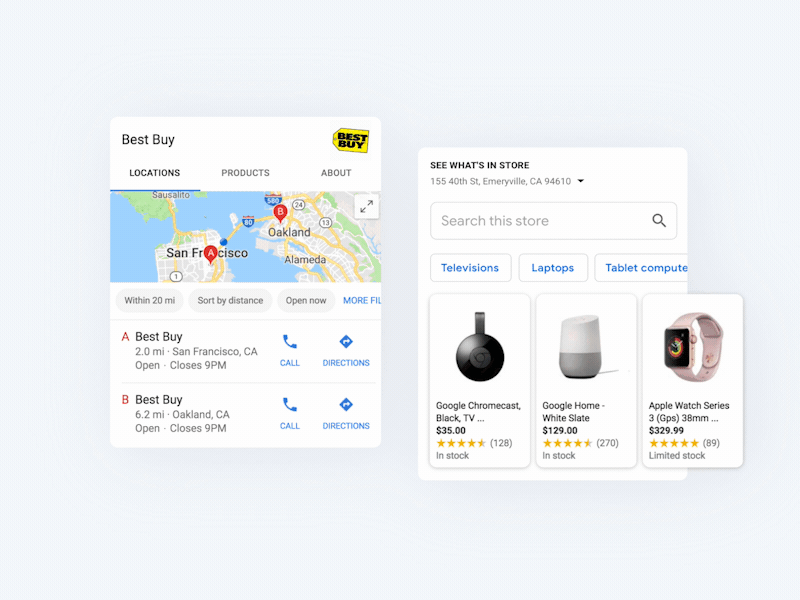 Chains on Google Search - See what's in store google maps material principle products retail search shopping store ux white