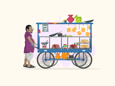 Masala Puris and snacks business design illustration logo shop street tendercoconut vector vendor