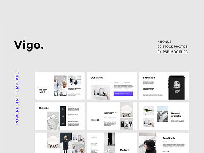 VIGO - Template + Bonus: 20 Stock Photos creative free google slides icons keynote minimal modern portfolio powerpoint presentation showcase template