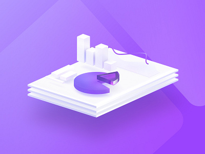 Statistics illustration 3d charts data gradient icon illustration info graphics isometric paper purple statistics