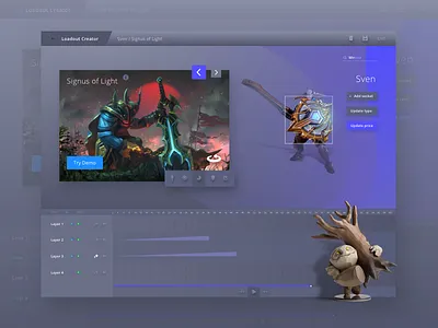 Dota Loadout Creator dark dashboard design dota esports game purple steam studio ui ux