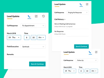 Lead Form application form call history call lead