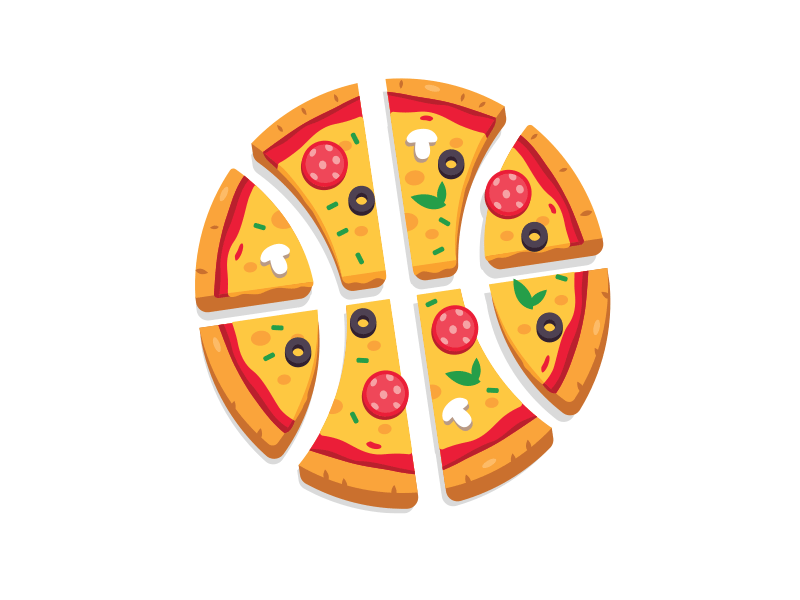 Pizza Basket GIF animation animation 2d basketball cartoon creative cute design dribbble flat fun funny gif graphic icon illustration italy motion pizza slice tasty