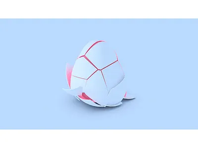 Shattered egg 3d blue c4d illustration model motion pink render