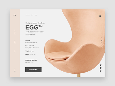 Daily UI #012 - E-Commerce Shop (Single Item) 012 chair clean daily ui challenge e commerce egg minimal modern product shop single item ui