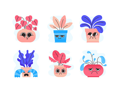 Plant Pals Stickers character emotions icons illustration imessage ios plants stickers vector