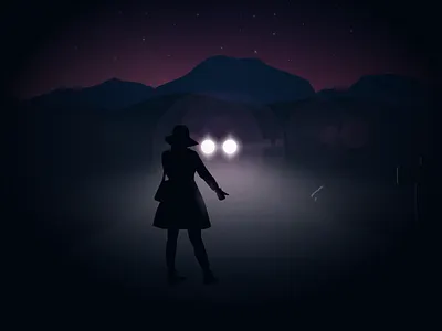 Silhouette in the darkness car headlight darkness design graphic design illustration illustraton road silhouette