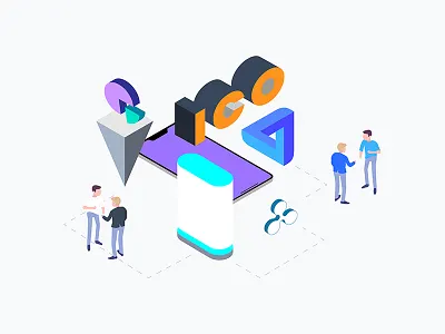ICO Concept Isometric Graphic bitcoin blockchain coin cryptocurrency ethereum ico isometric platform token