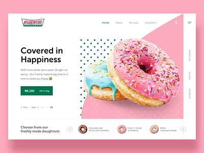 Krispy Kreme adobexd doughnuts krispy kreme landing madewithadobexd menu page restaurant template uiux web xd
