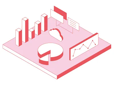 Isle of Data analytics chart cloud cute data graph illustration isometry it linework strategy visualisation