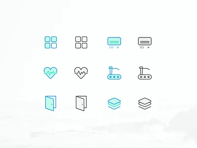Several Icons for gym air basic condition door gym heart icon run
