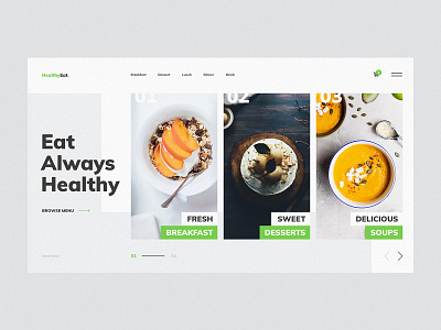 #14 Shots for Practice eat food gray green homepage meal restaurant ui ux website welcome screen