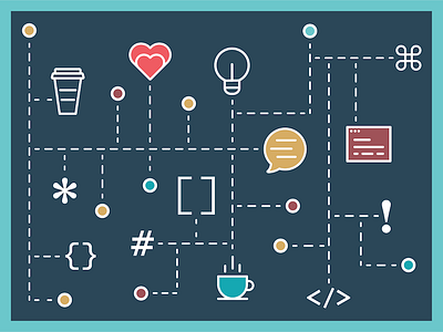 Code & Coffee Pattern code coding coffee icons meetup pattern symbols technology