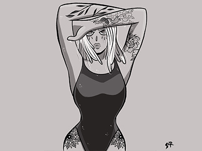 gray girl tattoo 3 girl gray illustration nice procreate swim tattoo