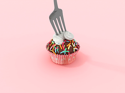 give t a try in the right way 3dsmax branding canada cinema4d cupcake design modeling pink rendering toronto