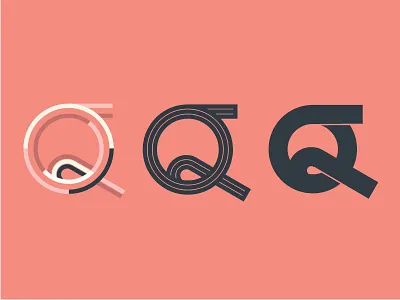 Q dimension display expression fun letterform lines q salmon shapes tail type