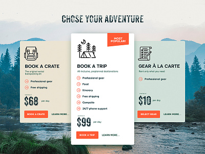 Campcrate Prices block prices select web design