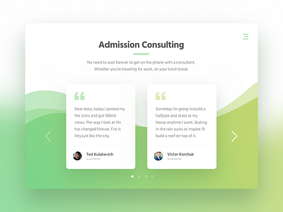 Testimonials block client design green pattern quote section testimonials ui ux web website