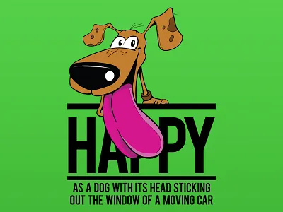 Happy As A Dog ... car cartoon dog doodle green happy puppy thinkdoodledo tongue vector