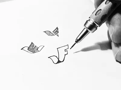 VF + Bird animal identity letters logo mark monogram sketch symbol