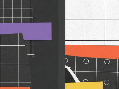 Scraps black grid purple red scraps white who looks at tags yellow