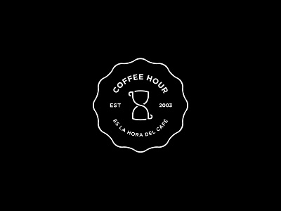 Coffee Hour badge branding coffee shop culto hourglass time