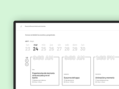 Museo de Memoria Histórica de Colombia - Schedule black calendar clean desktop schedule typography ui white