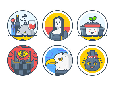 Achievements achievements avatar character color dinner eagle eye face flat lisa plant smile