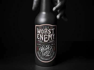 Your Worst Enemy Brewing Co. alcohol beer beer label blonde ale branding brewing handlettering lettering logo logotype
