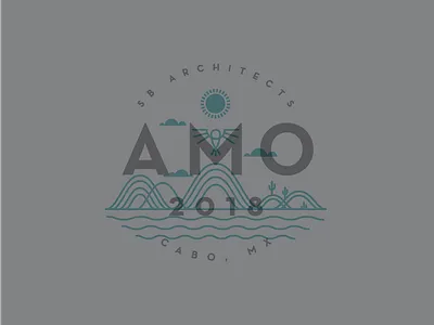 AMO - In Cabo, MX amo architecture art cabo gray hills illustration mexico vector waves
