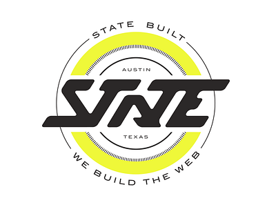 State Badge Yellow austin badge lettering logo sticker