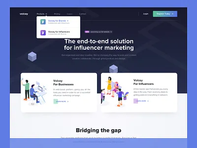 Voicey full Website app influencer ios landingpage live marketing mobile platform voicey website