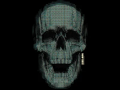 Partical Vector Skull glitch japanese mascot mean skull vector yellow