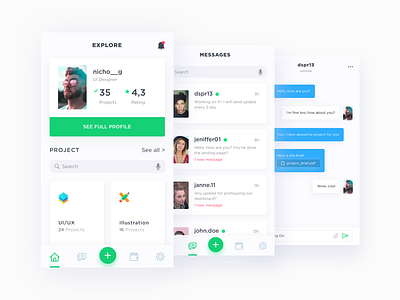 App for freelancer app freelance ios ios11 iphone iphone 8 message mobile project ui kit