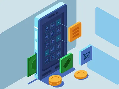 Making Money with Apps adobe app application design development flat illustration illustrator phone vector