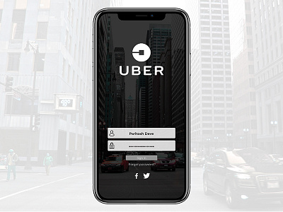 Uber Login Screen Ui ui user interface user interface. websites. ux