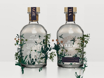 Village Gin bottle gin identity packaging