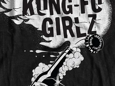 street punk band t-shirt sneak peek beer black bottle cap fire flames label molotov punk stippling t shirt white