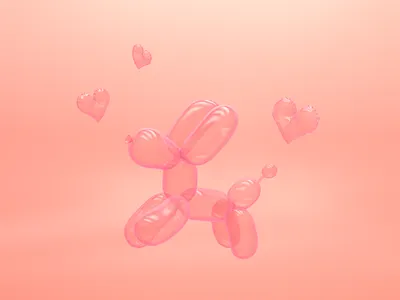 Pink balloons 3d 3dworks artwork c4d character cinema4d dog motion puppy