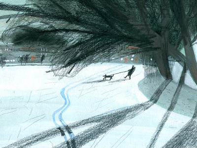 Winter in Moscow drawing graphics illustration pencil