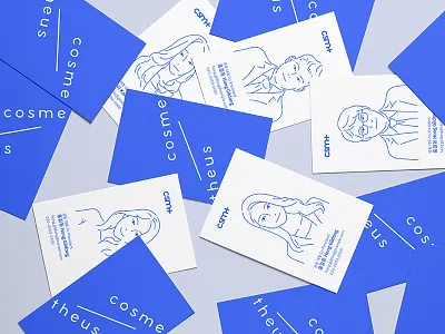 name card blue drawing illustration logo name card