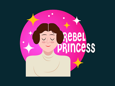 Leia character characters graphics illustration over star wars stickers type vector