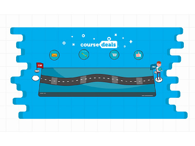 Road Task Background. background blue design flat icon illustrator man map road