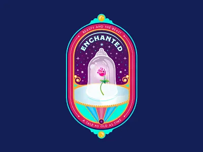 Enchanted Badge badge disney flower illustration magic rose vector